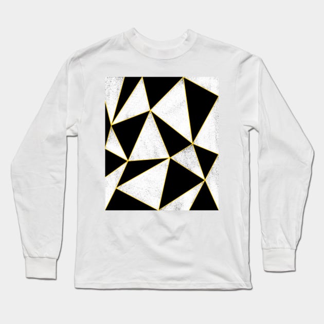 Black and White Pattern Yellow lines. Long Sleeve T-Shirt by annaprendergast